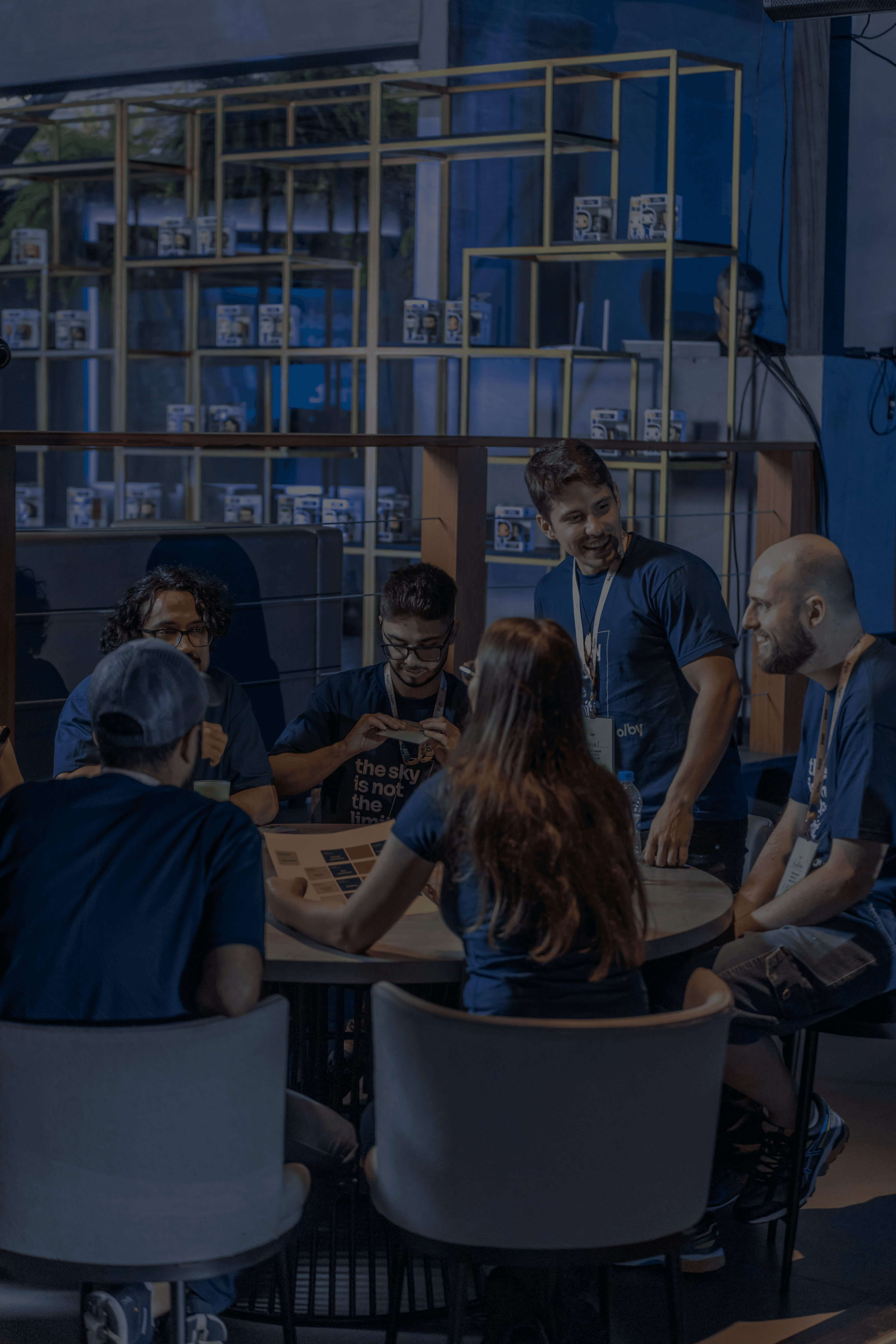 People at a table discussing